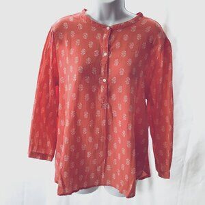 Old Navy Coral Gauze Floral Tunic Top Size Large